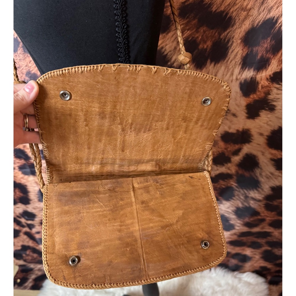 Vintage Light Tan Natural 1960's Hornback Alligator Skin Cross Body Shoulder Bag - Picture 7 of 8